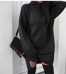 Knitted Pullover Women Sweatshirt Turtleneck Long Sleeve saadatstore Black S 