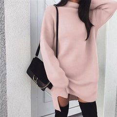 Knitted Pullover Women Sweatshirt Turtleneck Long Sleeve saadatstore Pink S 