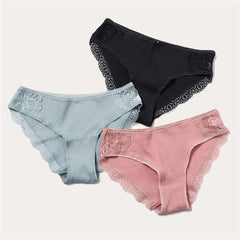 Cotton Panty 3Pcs Sexy Low-Rise Panty Intimates - saadatstore