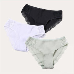 Cotton Panty 3Pcs Sexy Low-Rise Panty Intimates - saadatstore