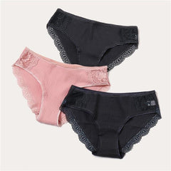 Cotton Panty 3Pcs Sexy Low-Rise Panty Intimates - saadatstore