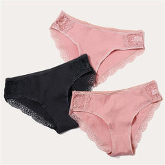 Cotton Panty 3Pcs Sexy Low-Rise Panty Intimates - saadatstore