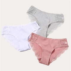 Cotton Panty 3Pcs Sexy Low-Rise Panty Intimates - saadatstore