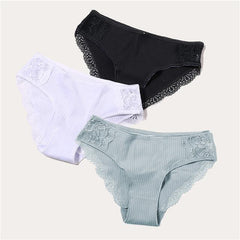 Cotton Panty 3Pcs Sexy Low-Rise Panty Intimates - saadatstore