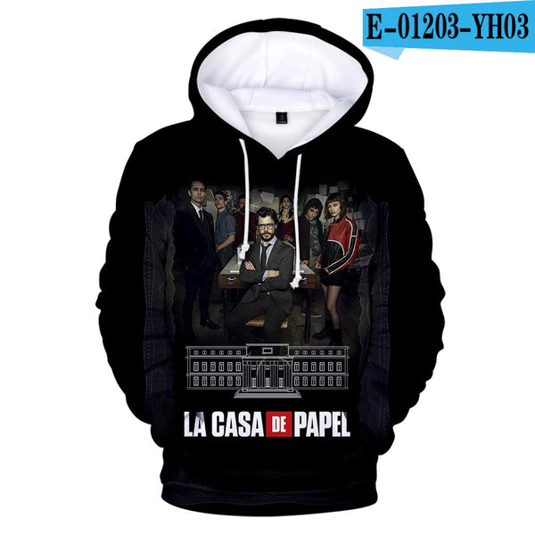 Hot sale 3D Hoodies sweatshirt print TV series La casa de papel Money Heist House of Paper Men/Women Casual Loose Clothing - saadatstore