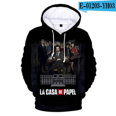 Hot sale 3D Hoodies sweatshirt print TV series La casa de papel Money Heist House of Paper Men/Women Casual Loose Clothing - saadatstore