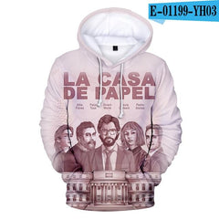 Hot sale 3D Hoodies sweatshirt print TV series La casa de papel Money Heist House of Paper Men/Women Casual Loose Clothing - saadatstore