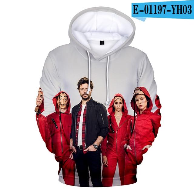 Hot sale 3D Hoodies sweatshirt print TV series La casa de papel Money Heist House of Paper Men/Women Casual Loose Clothing - saadatstore