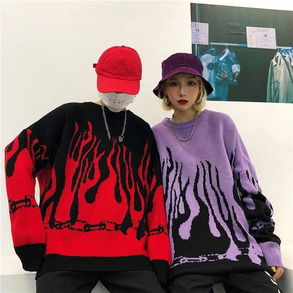 Winter Flame Knitting Sleeve Sweater