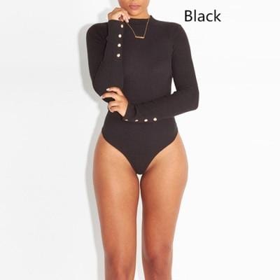 Women Long Sleeve Bodysuit Fashion Stretch Women's Bodysuit With Button Solid Slim Casual Ladies Rompers Autumn Clothing