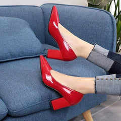 Women Pumps 2018 Women's shoes Pointed thick heel with high heel 7 cm new single shoes female autumn shallow mouth size 33-43 - saadatstore