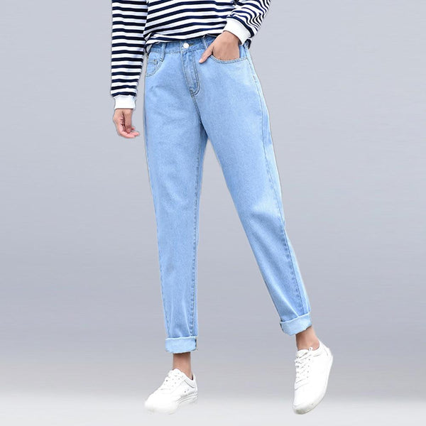 new women 2019 brand fashion jeans black white blue harem pants washed denim pants female loose casual jeans vintage mom jeans - saadatstore