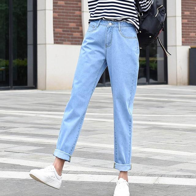 new women 2019 brand fashion jeans black white blue harem pants washed denim pants female loose casual jeans vintage mom jeans - saadatstore