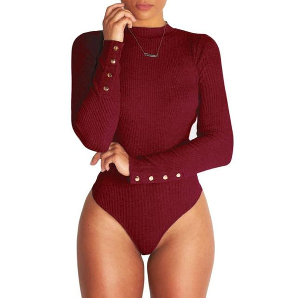 Women Skinny Jumpsuit Long Sleeves Elastic Slim Fit High Waist Bodysuit for Autumn GDD99