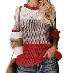 Women Sweater Simple Splicing Pullover Round Collar Ladies Pullovers Autumn Casual Fashion Tops Colorblock