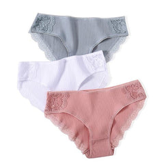 Cotton Panty 3Pcs Sexy Low-Rise Panty Intimates - saadatstore