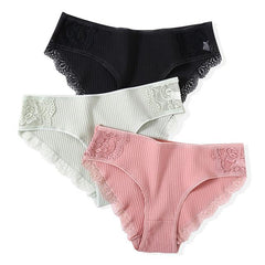 Cotton Panty 3Pcs Sexy Low-Rise Panty Intimates - saadatstore