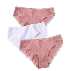 Cotton Panty 3Pcs Sexy Low-Rise Panty Intimates - saadatstore