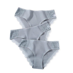 Cotton Panty 3Pcs Sexy Low-Rise Panty Intimates - saadatstore