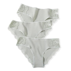 Cotton Panty 3Pcs Sexy Low-Rise Panty Intimates - saadatstore