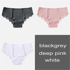 Cotton Panty 3Pcs Sexy Low-Rise Panty Intimates - saadatstore