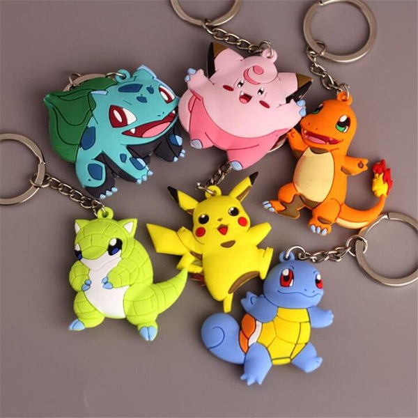 Hot New Japan Anime Pokemon Key Chain Pikachu Charmander Bulbasaur Cartoon Cute Toy Pendant Cosplay Badge Snorlax Fancy Gift - saadatstore