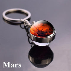 Solar System Planet Keyring Galaxy Nebula Space Keychain Moon Earth Sun Mars Art Picture Double Side Glass Ball Key Chain - saadatstore