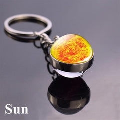 Solar System Planet Keyring Galaxy Nebula Space Keychain Moon Earth Sun Mars Art Picture Double Side Glass Ball Key Chain - saadatstore