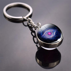 Solar System Planet Keyring Galaxy Nebula Space Keychain Moon Earth Sun Mars Art Picture Double Side Glass Ball Key Chain - saadatstore