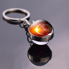 Solar System Planet Keyring Galaxy Nebula Space Keychain Moon Earth Sun Mars Art Picture Double Side Glass Ball Key Chain - saadatstore