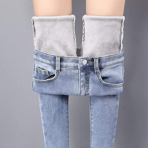 Winter Warm Jeans Woman 2019 High Waist Casual Velvet Ladies Trousers Female Pantalon Denim jeans for Women Pants Plus size - saadatstore