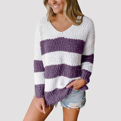 Knitted Sweater Casual Long Sleeve V Neck - saadatstore