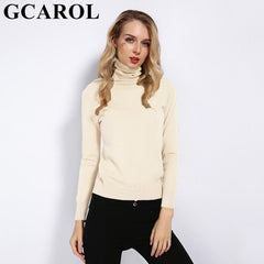 GCAROL 2019 New Women 30% Wool Turtleneck Sweater Fall Winter Jumper Render Knit Basic Pullover Solid Color OL Lady Knitted Tops - saadatstore