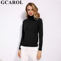 GCAROL 2019 New Women 30% Wool Turtleneck Sweater Fall Winter Jumper Render Knit Basic Pullover Solid Color OL Lady Knitted Tops - saadatstore