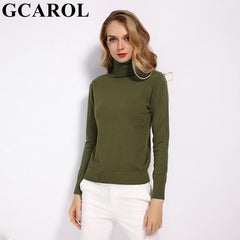 GCAROL 2019 New Women 30% Wool Turtleneck Sweater Fall Winter Jumper Render Knit Basic Pullover Solid Color OL Lady Knitted Tops - saadatstore