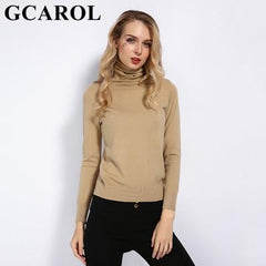 GCAROL 2019 New Women 30% Wool Turtleneck Sweater Fall Winter Jumper Render Knit Basic Pullover Solid Color OL Lady Knitted Tops - saadatstore