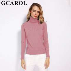 GCAROL 2019 New Women 30% Wool Turtleneck Sweater Fall Winter Jumper Render Knit Basic Pullover Solid Color OL Lady Knitted Tops - saadatstore