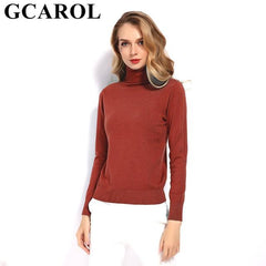 GCAROL 2019 New Women 30% Wool Turtleneck Sweater Fall Winter Jumper Render Knit Basic Pullover Solid Color OL Lady Knitted Tops - saadatstore