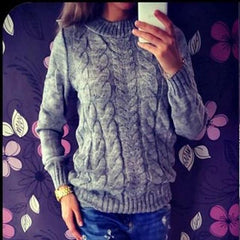 High Quality Fashion Casual Women's Clothing Female Solid Color O-Neck Long Sleeved Knitted Sweater Women Soft Pullovers - saadatstore