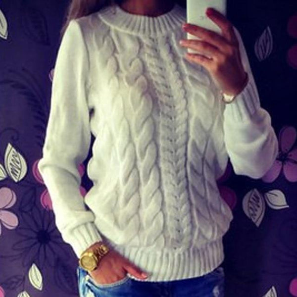 High Quality Fashion Casual Women's Clothing Female Solid Color O-Neck Long Sleeved Knitted Sweater Women Soft Pullovers - saadatstore