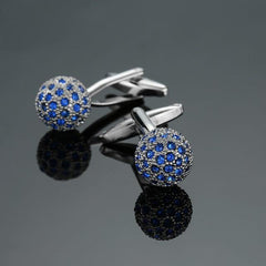 Novelty Luxury Blue white Cufflinks for Mens  Brand High Quality crown Crystal gold silver Cufflinks Shirt Cuff Links - saadatstore