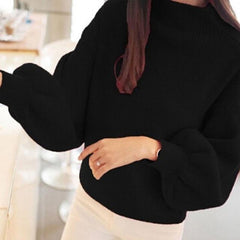 Big sweety Lantern Sleeve Half Turtleneck - saadatstore