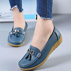 Spring Flats Women Shoes Loafers Genuine Leather Women Flats Slip On Women's Loafers Female Moccasins Shoes Plus Size 35-44 - saadatstore