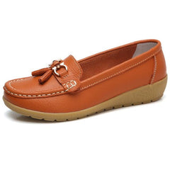 Spring Flats Women Shoes Loafers Genuine Leather Women Flats Slip On Women's Loafers Female Moccasins Shoes Plus Size 35-44 - saadatstore