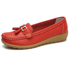 Spring Flats Women Shoes Loafers Genuine Leather Women Flats Slip On Women's Loafers Female Moccasins Shoes Plus Size 35-44 - saadatstore