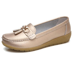 Spring Flats Women Shoes Loafers Genuine Leather Women Flats Slip On Women's Loafers Female Moccasins Shoes Plus Size 35-44 - saadatstore