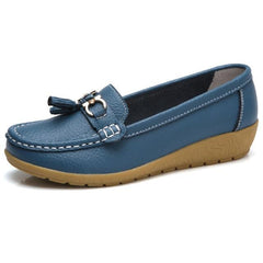 Spring Flats Women Shoes Loafers Genuine Leather Women Flats Slip On Women's Loafers Female Moccasins Shoes Plus Size 35-44 - saadatstore