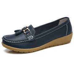 Spring Flats Women Shoes Loafers Genuine Leather Women Flats Slip On Women's Loafers Female Moccasins Shoes Plus Size 35-44 - saadatstore