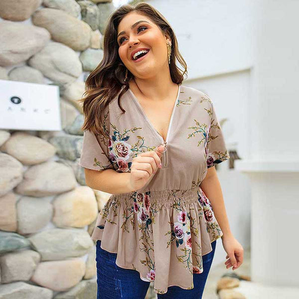 Blouse Women Floral Shirt Women Plus Size - saadatstore