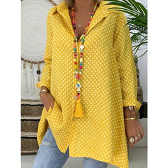 New Women Boho Dot Long Blouses Summer Long Sleeve Loose Blouses Lady Fashion Casual Blouse Shirts Top Blusas Mujer de Moda 2019 - saadatstore